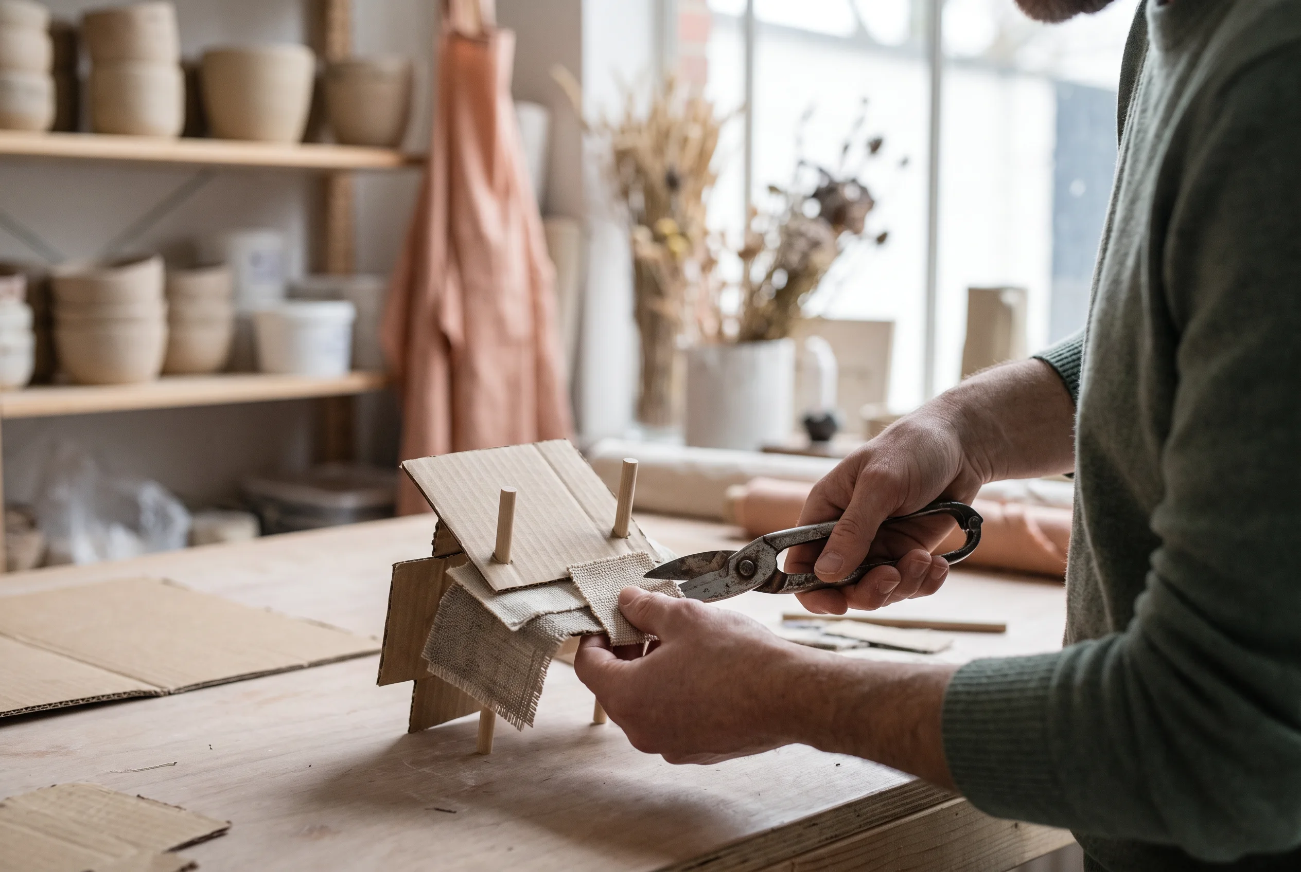 Maker die een klein prototype opbouwt